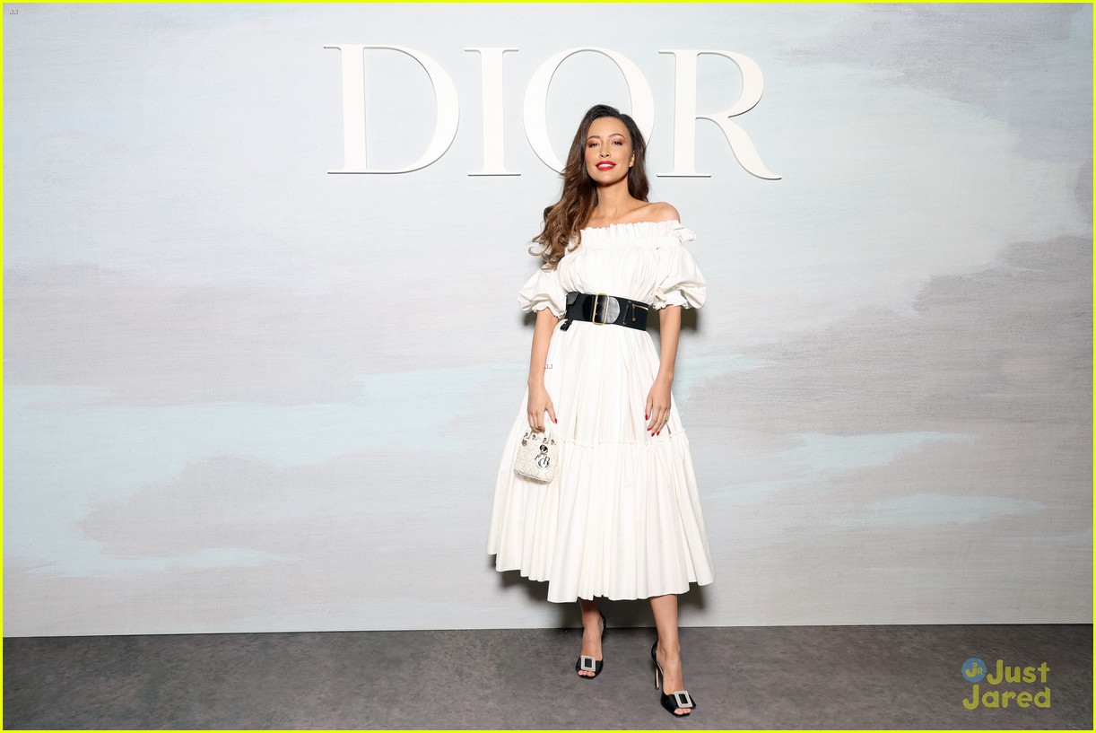 katherine langford dons red suit for first dior fashion show in paris 02