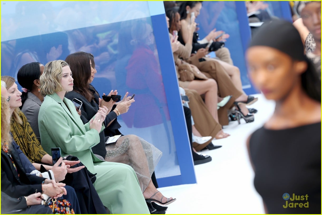 Lili Reinhart Wears Green Suit For Max Mara Fashion Show In Milan