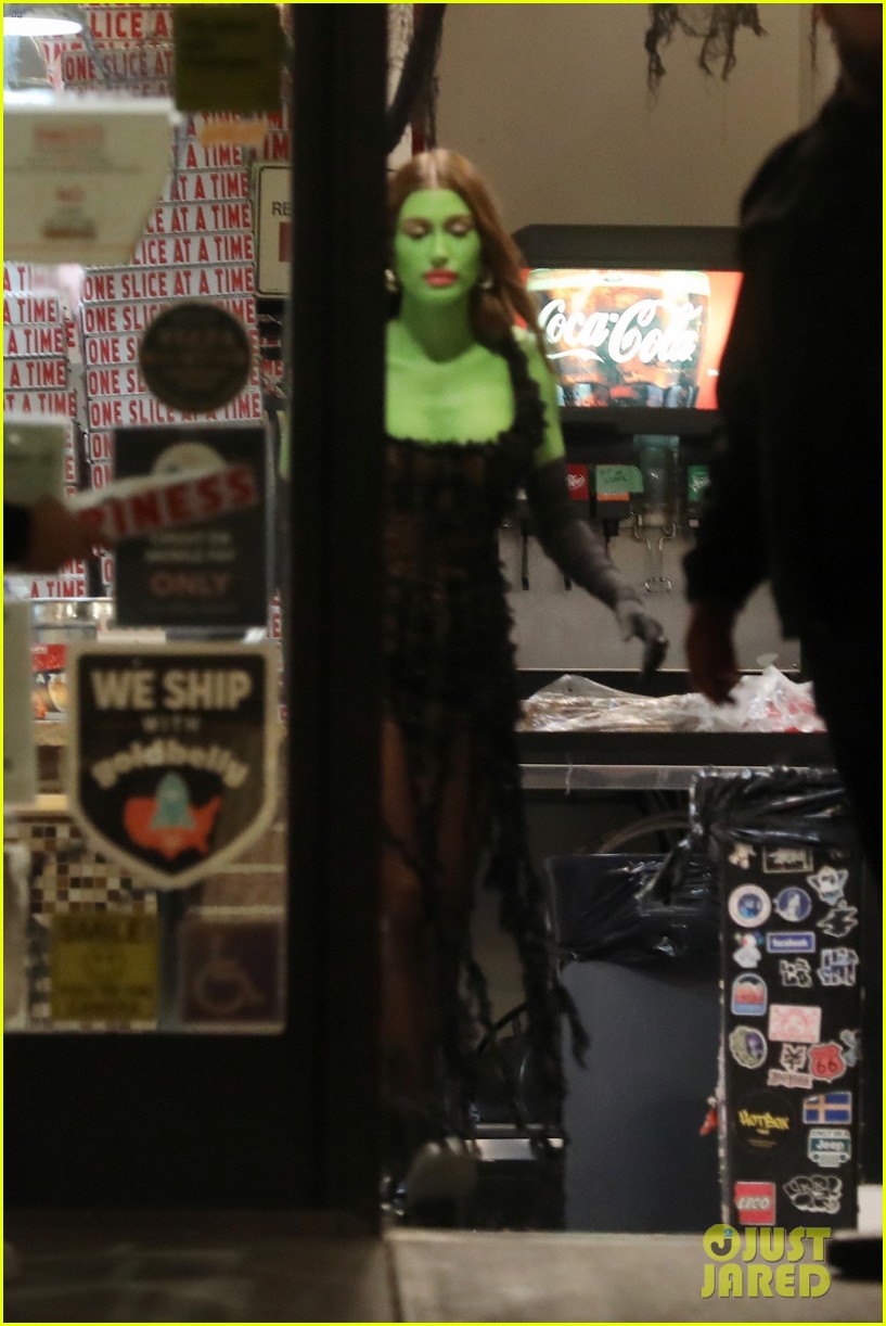 Kylie Jenner & Hailey Bieber Dress As Witches With Green Body