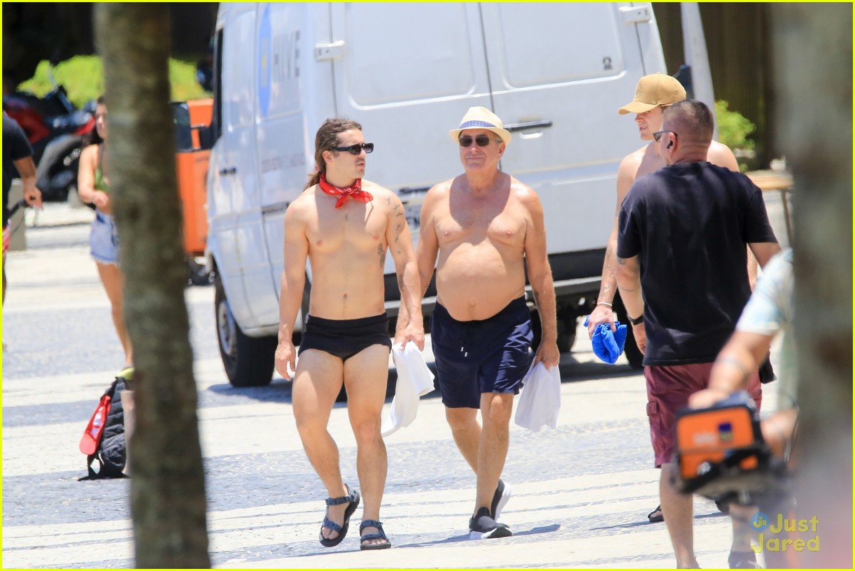 charlie gillespie owen patrick joyner get in shirtless workout at the beach 07