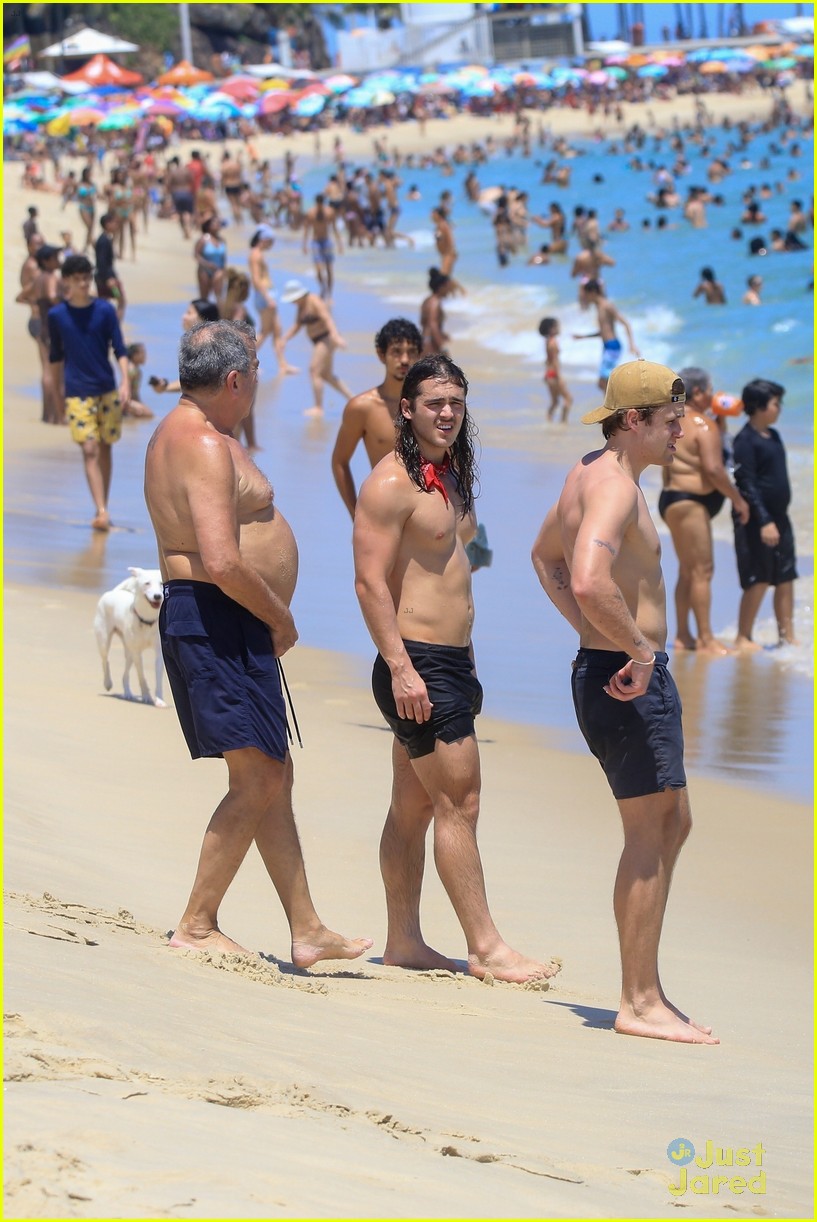 charlie gillespie owen patrick joyner get in shirtless workout at the beach 65
