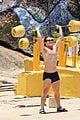 charlie gillespie owen patrick joyner get in shirtless workout at the beach 69