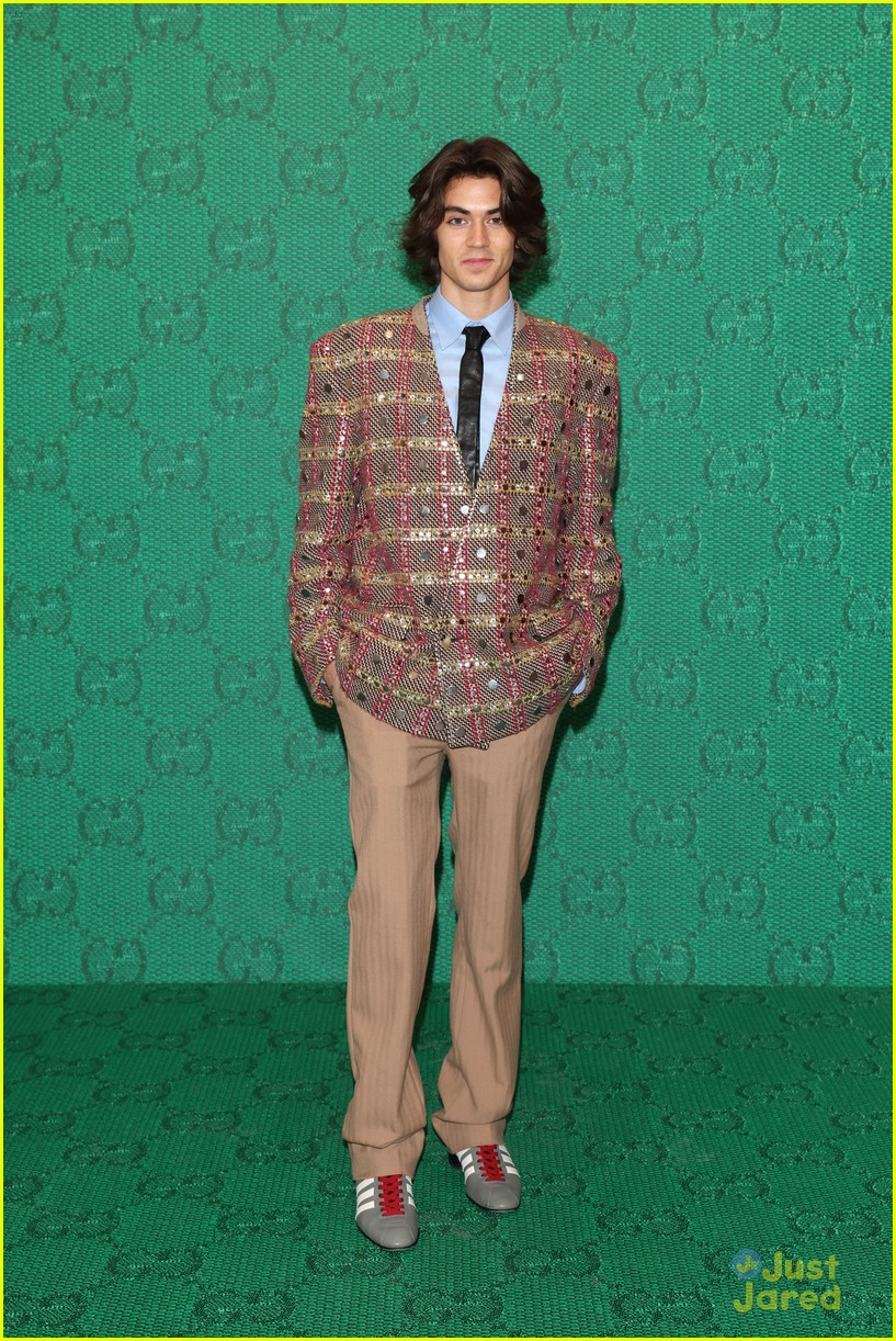 percy hynes white attends gucci milan show after golden globes 01