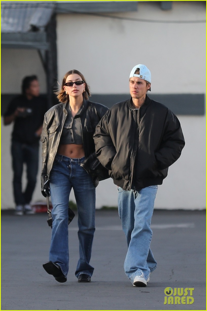 justin hailey bieber coordinating outfits lunch in la 61