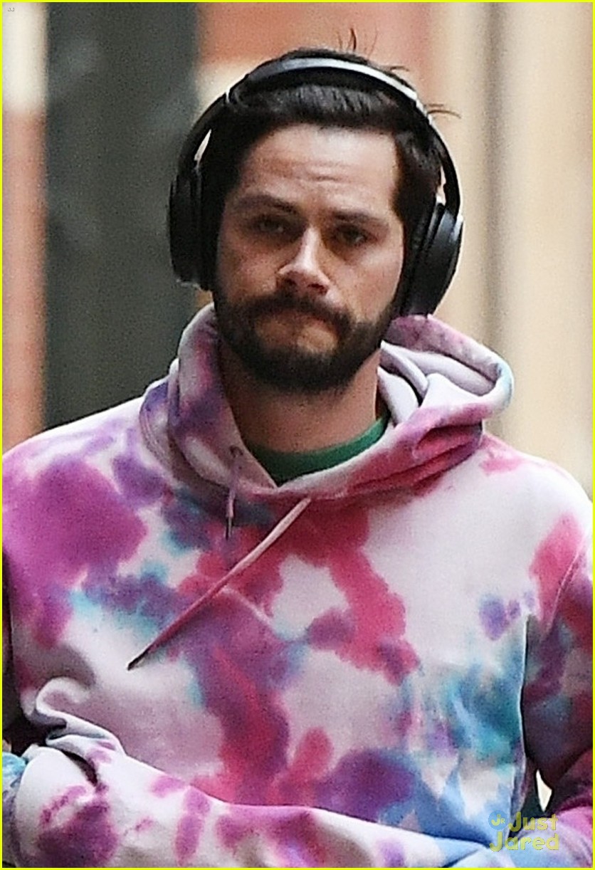 dylan obrien wears tie dye hoodie with bejeweled 22 on the back 04