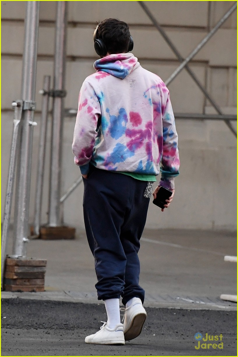 dylan obrien wears tie dye hoodie with bejeweled 22 on the back 05