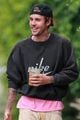 hailey justin bieber hold hands while getting morning coffee 02