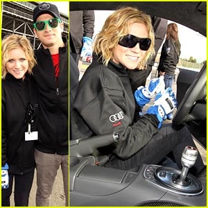 Brittany Snow Learns To Ride an Audi