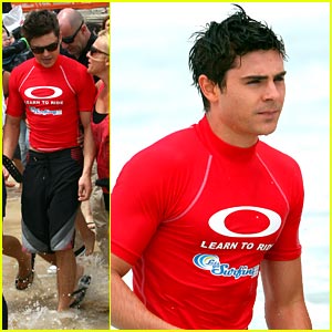 Zac Efron Learns To Surf