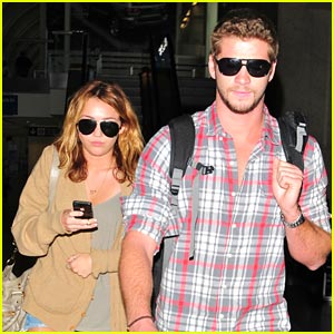 Miley Cyrus & Liam Hemsworth: LAX Landing
