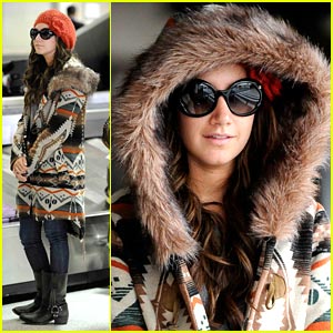 Ashley Tisdale: Hoodie Hidden at LAX