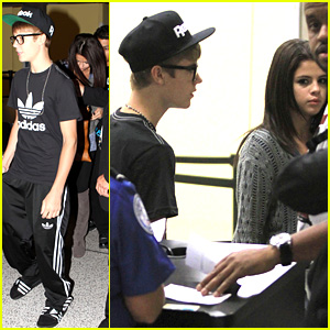 Justin Bieber & Selena Gomez: LAX Airport Arrival!