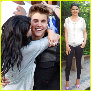 Selena Gomez Surprises Justin Bieber On Set