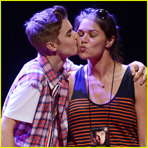 Justin Bieber: Press Conference Birthday Kiss