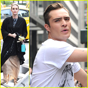 Leighton Meester Films 'Gossip Girl' with Ed Westwick