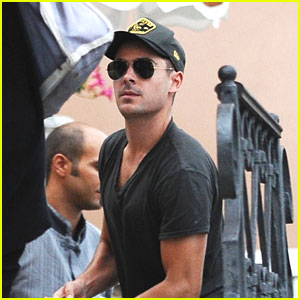 Zac Efron Takes A Water Taxi in Venice