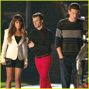 Lea Michele: 'Glee' Late Night Shoot with Cory & Chris