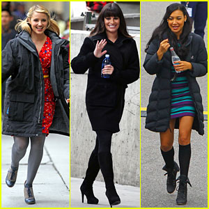 Lea Michele & Dianna Agron: 'Glee' Set with Naya Rivera!