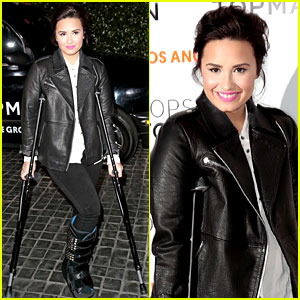 Demi Lovato Walks on Crutches for Topshop!