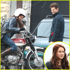 Shailene Woodley: Motorcycle Ride on 'Spider-Man 2' Set