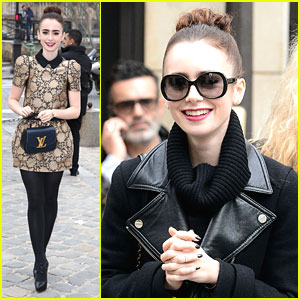 Lily Collins: LV Fashion Show in Paris