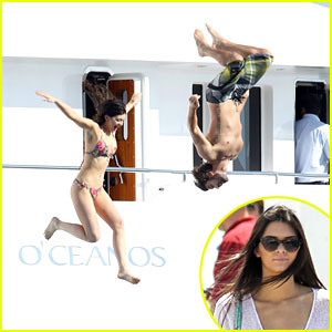 Kylie Jenner: High Dives Off A Yacht in Greece!