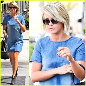 Julianne Hough: Blue Jean Dress for Il Pastaio Lunch