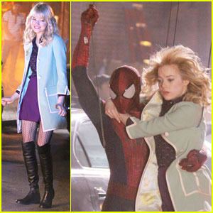 Andrew Garfield & Emma Stone: 'Spider-Man 2' Night Shoot Stunts
