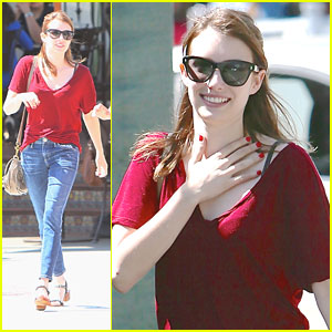Emma Roberts: Urth Caffe Lunch After Gas Station Stop