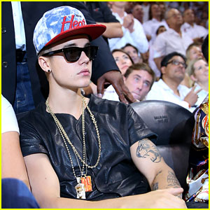 Justin Bieber Sits Courtside at Miami Heat Playoff Game