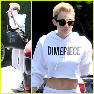 Miley Cyrus: 'Dimepiece' Top at Recording Studio