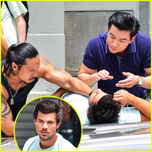 Taylor Lautner: Roughed Up on 'Tracers' Set