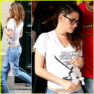 Kristen Stewart Wears Band Shirt After Fashion Show