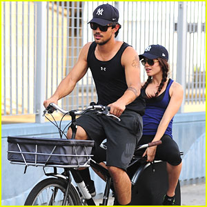Taylor Lautner & Marie Avgeropoulos: Bicycle Built For Two