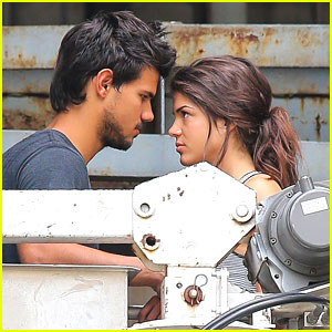 Taylor Lautner & Marie Avgeropoulos: Crane Scenes for 'Tracers'