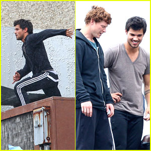 Taylor Lautner: Rooftop Jump for 'Tracers'