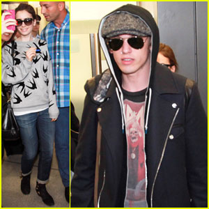 Lily Collins & Jamie Campbell Bower Arrive in Berlin