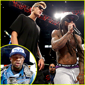 Justin Bieber Escorts Floyd Mayweather Into the Ring!