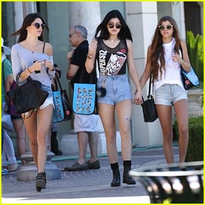 Kylie and Kendall Jenner go shopping at Lulu Lemon at The Commons