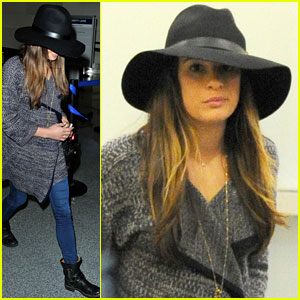 Lea Michele Flies Out of Los Angeles
