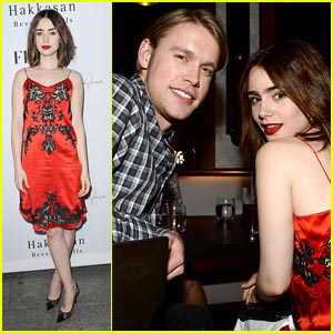 Lily Collins: Flaunt Magazine Party with Chord Overstreet