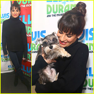 Lea Michele: Schnauzer Puppy Kisses at Elvis Duran Show