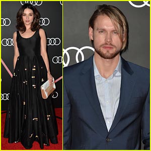 Crystal Reed Kicks Off the Golden Globes with Chord Overstreet!