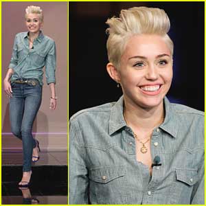 Miley Cyrus: Blue Jean Baby for 'Leno' Appearance