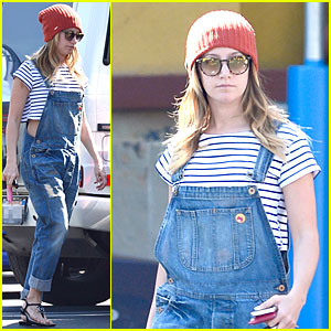 Ashley Tisdale Flashes Some Skin with Trendy Overalls!