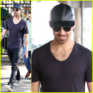 Joe Jonas: Leather Ball Cap After Hair Appointment