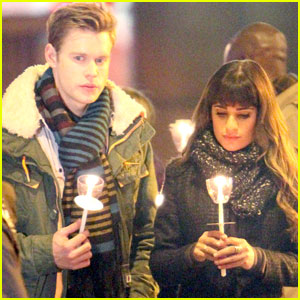 Lea Michele & Chord Overstreet Film 'Glee' Memorial Scene