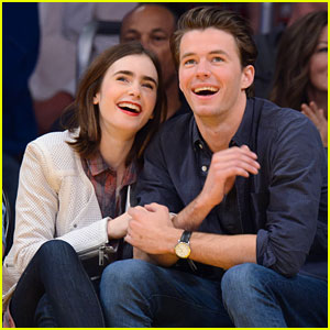 Lily Collins & Boyfriend Thomas Cocquerel Cozy Up Courtside at the Lakers Game!