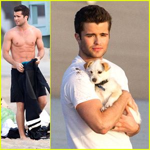 Spencer Boldman: Puppy Shoot on the Beach for Project Fashion Tails