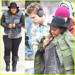 Chord Overstreet Warms Our Hearts, Offers Amber Riley His Coat on 'Glee' NYC Set